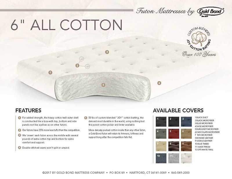 Loveseat 6" Cotton Futon Mattress - by Gold Bond