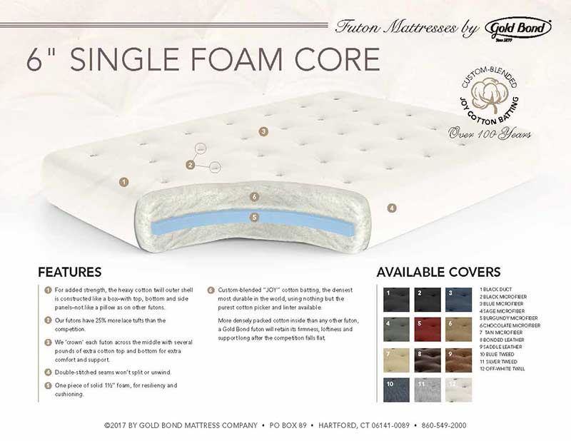 King 6" Cotton & Foam Futon Mattress - by Gold Bond