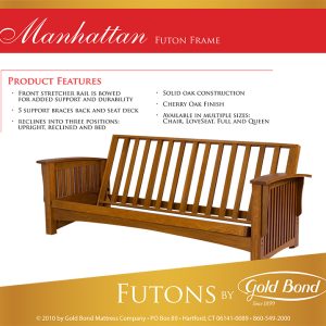 Full Manhattan Futon Frame - Cherry Oak Finish - by Gold Bond