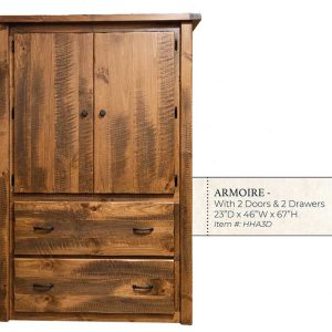 Hand Hewn 2 Drawer 2 Door Armoire - by Miller's Rustic Furniture