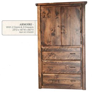 Hand Hewn 3 Drawer 2 Door Armoire - by Miller's Rustic Furniture