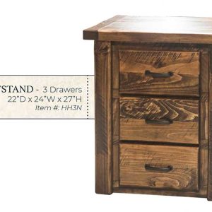 Hand Hewn 3 Drawer Nightstand - by Miller's Rustic Furniture