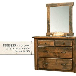 Hand Hewn 4 Drawer Dresser - by Miller's Rustic Furniture