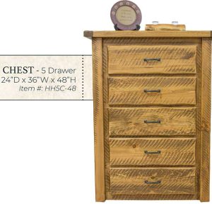 Hand Hewn 5 Drawer Chest - by Miller's Rustic Furniture