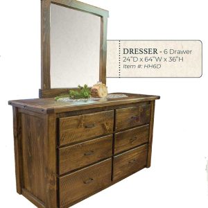 Hand Hewn 6 Drawer Dresser - by Miller's Rustic Furniture
