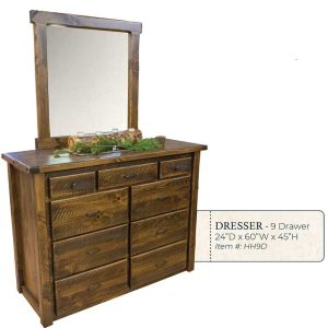 Hand Hewn 9 Drawer Dresser - by Miller's Rustic Furniture