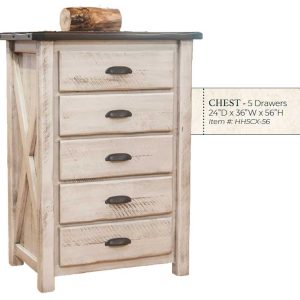 Hand Hewn Barnwood X 5 Drawer Chest - by Miller's Rustic Furniture
