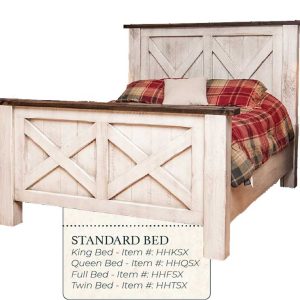 Hand Hewn Barnwood X Panel Bed - by Miller's Rustic Furniture