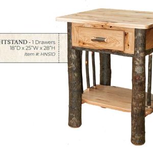 Hickory 1 Drawer Nightstand- by Miller's Rustic Furniture