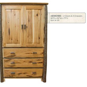 Hickory 3 Drawer 2 Door Armoire- by Miller's Rustic Furniture