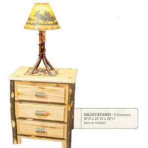 Hickory 3 Drawer Nightstand- by Miller's Rustic Furniture