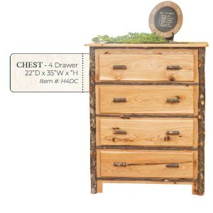Hickory 4 Drawer Chest- by Miller's Rustic Furniture
