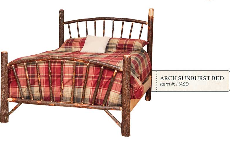 Hickory Arch Sunburst Bed - by Miller's Rustic Furniture