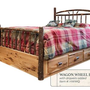 Hickory Wagon Wheel Bed w/Drawers - by Miller's Rustic Furniture