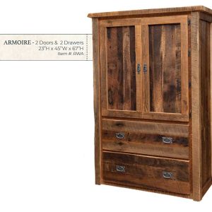 Reclaimed Barnwood 2 Drawer 2 Door Armoire - by Miller's Rustic Furniture