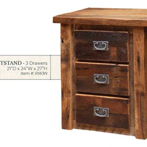 Reclaimed Barnwood 3 Drawer Nightstand - by Miller's Rustic Furniture
