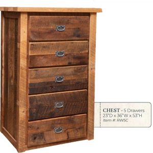 Reclaimed Barnwood 5 Drawer Chest - by Miller's Rustic Furniture