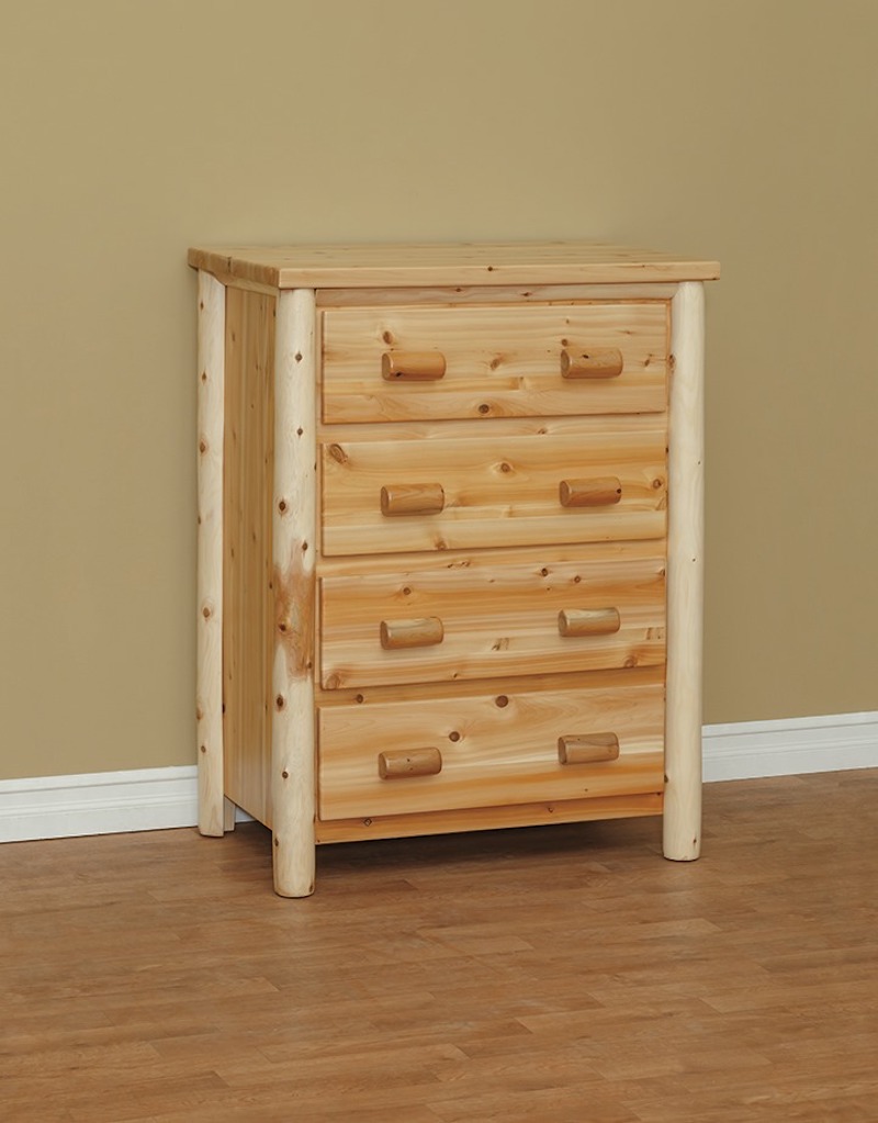 Great Lakes Cedar Four Drawer Chest - by Countryside Rustic Log Furniture