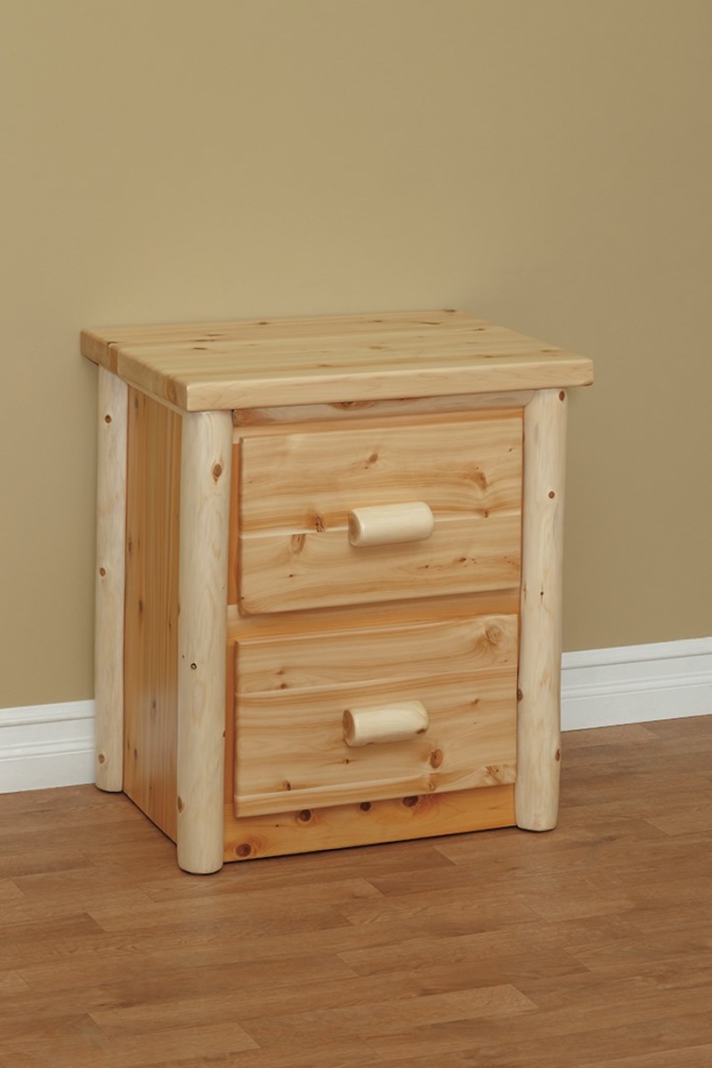 Great Lakes Cedar Two Drawer Nightstand - by Countryside Rustic Log Furniture