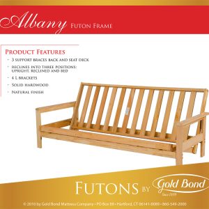 Full Albany Futon Frame - Natural Finish - by Gold Bond